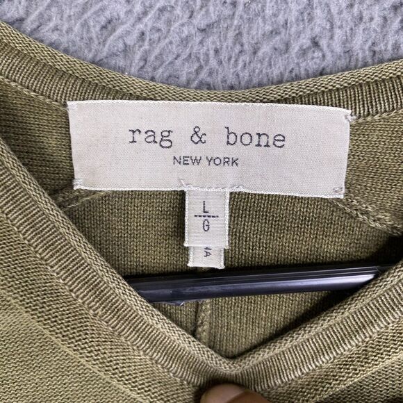 Rag & Bone Sweater Mens Large Green Long Sleeve Crewneck Pullover Cotton Casual - Picture 7 of 12